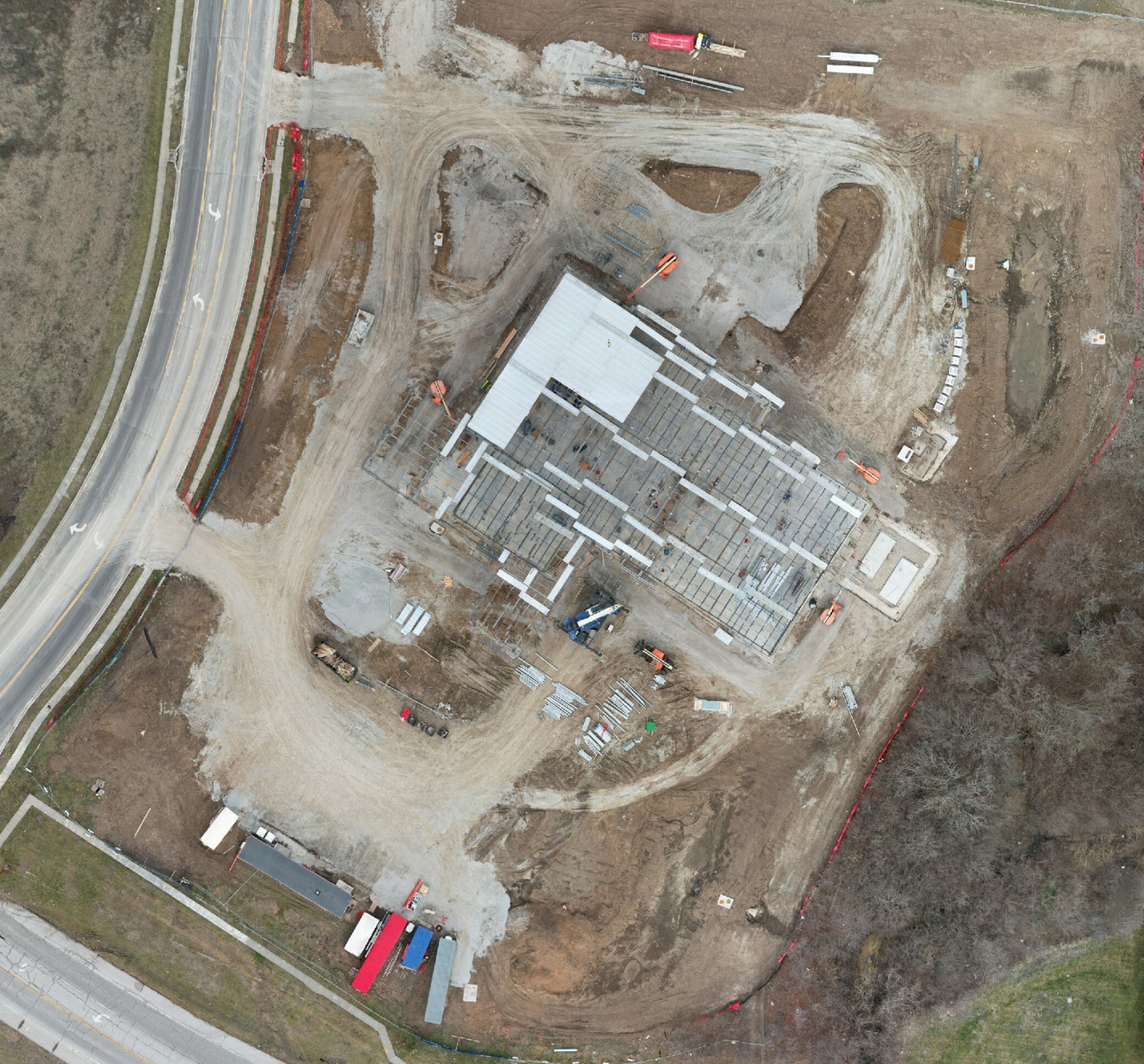 Aerial view of a construction project in Kansas City