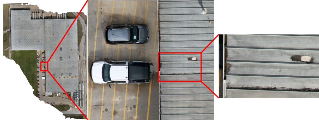 Roof inspection, three levels of zoom