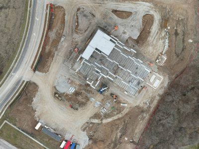 Aerial view of a construction project in Kansas City