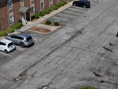 Parking lot instpection for cracks and potholes